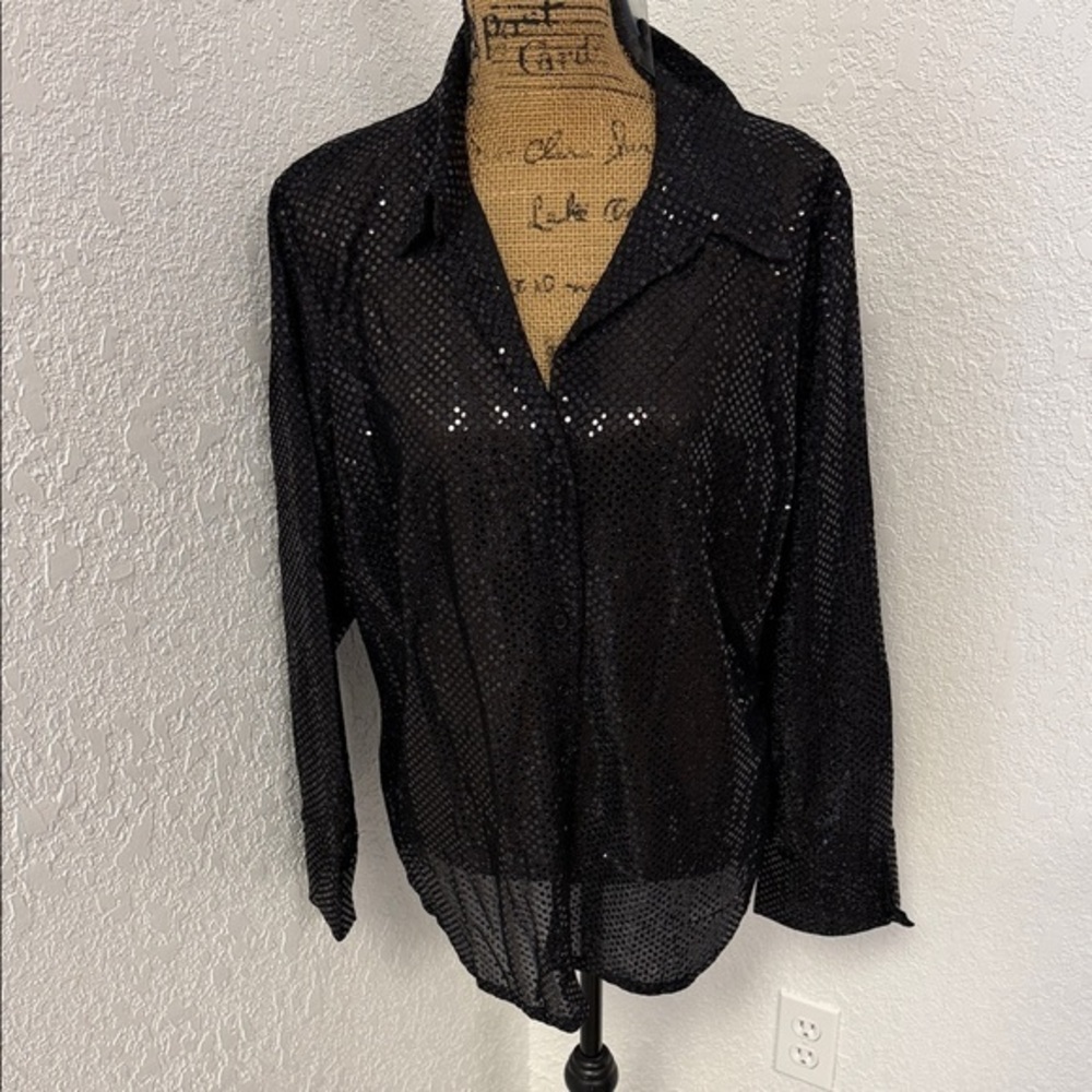 Elegant Black Sequin Blouse